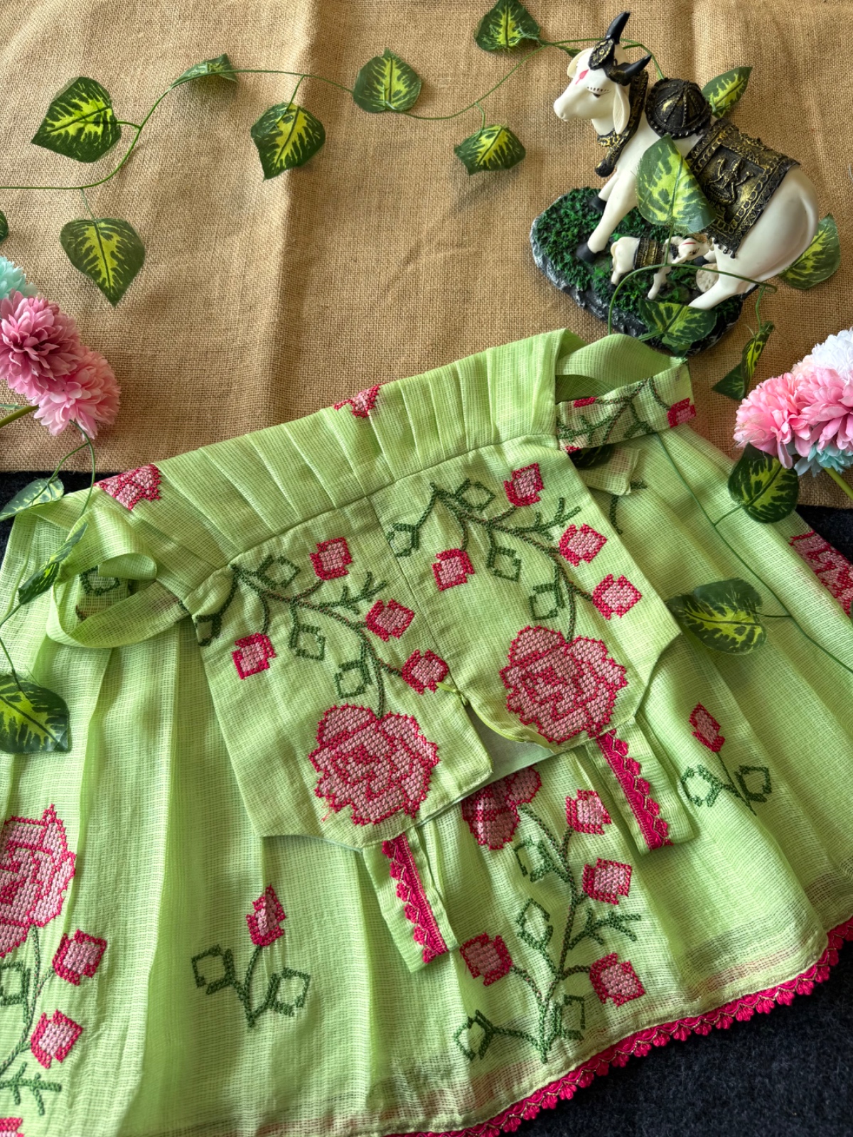 Summer-Friendly Breathable Kota Gowns with Cross Stitch Embroidery