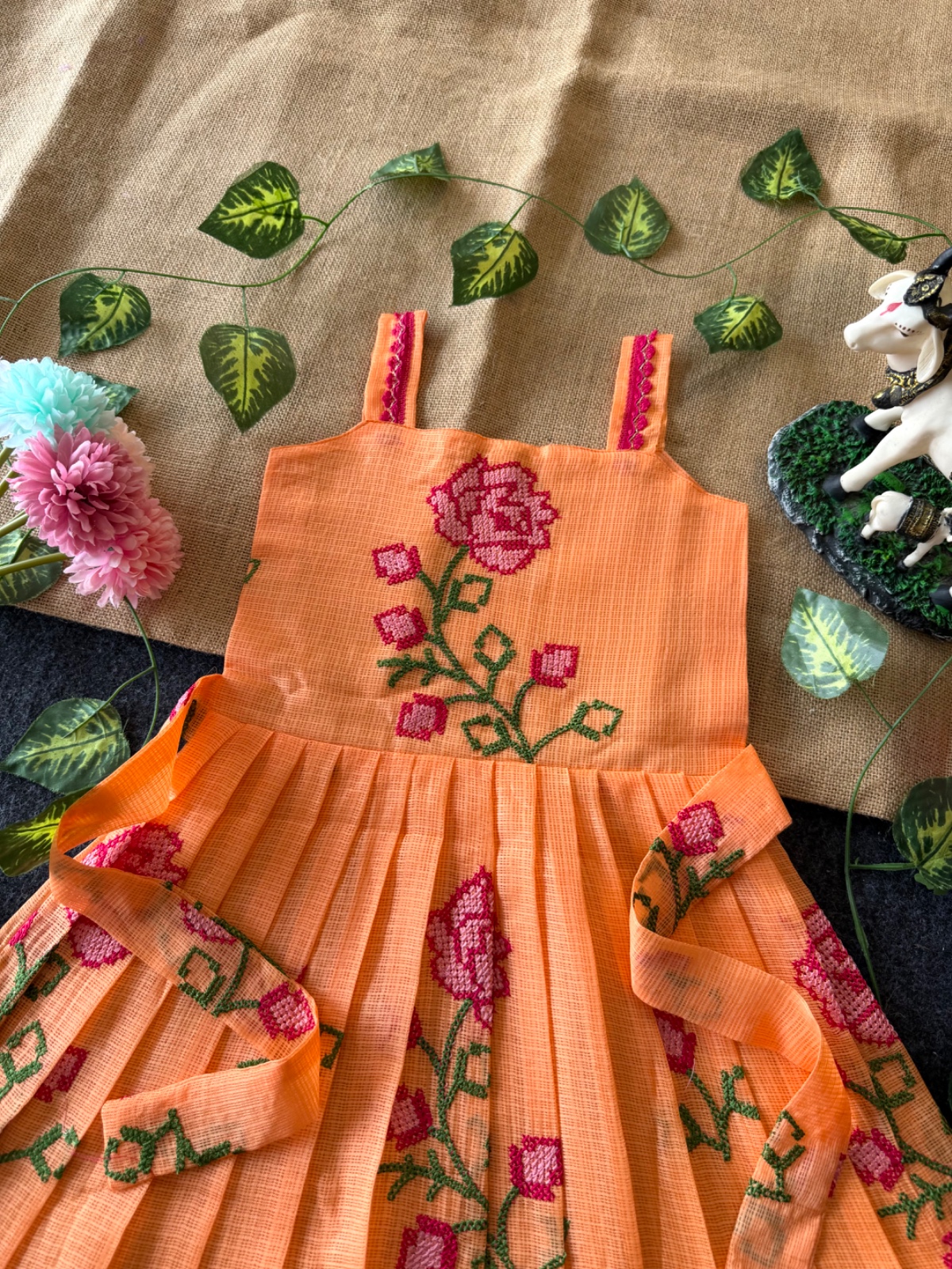 Summer-Friendly Breathable Kota Gowns with Cross Stitch Embroidery view 7
