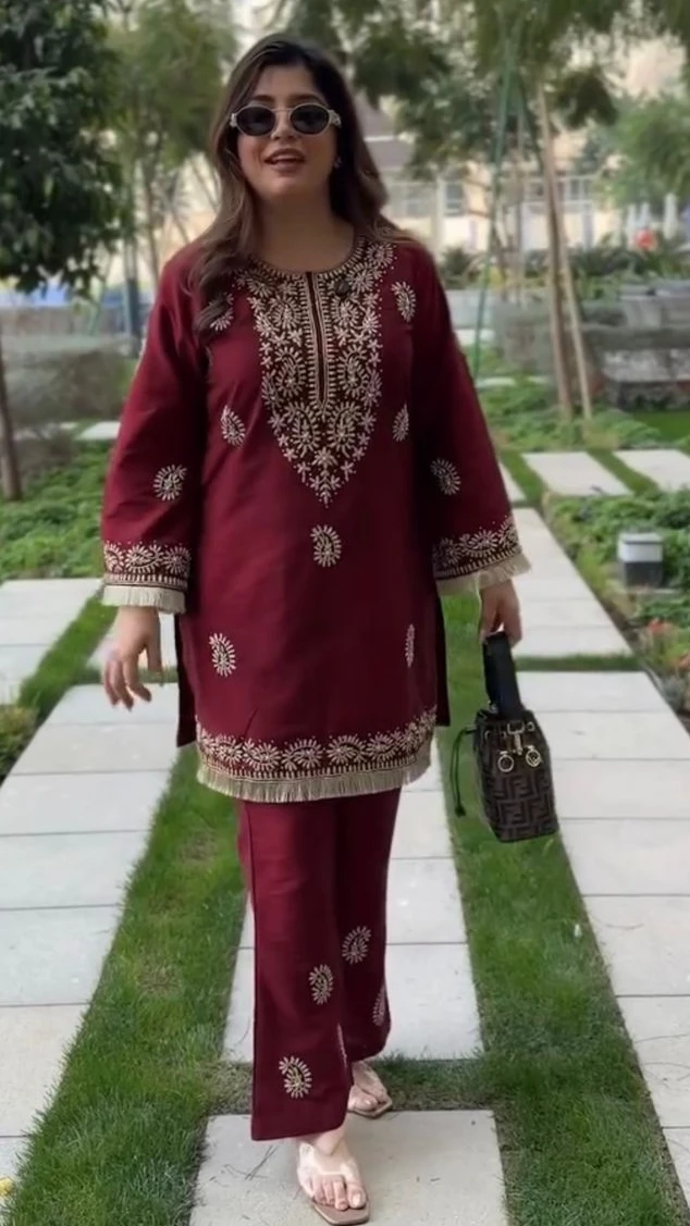 Designer Bell Bottom Kurti Set view 7