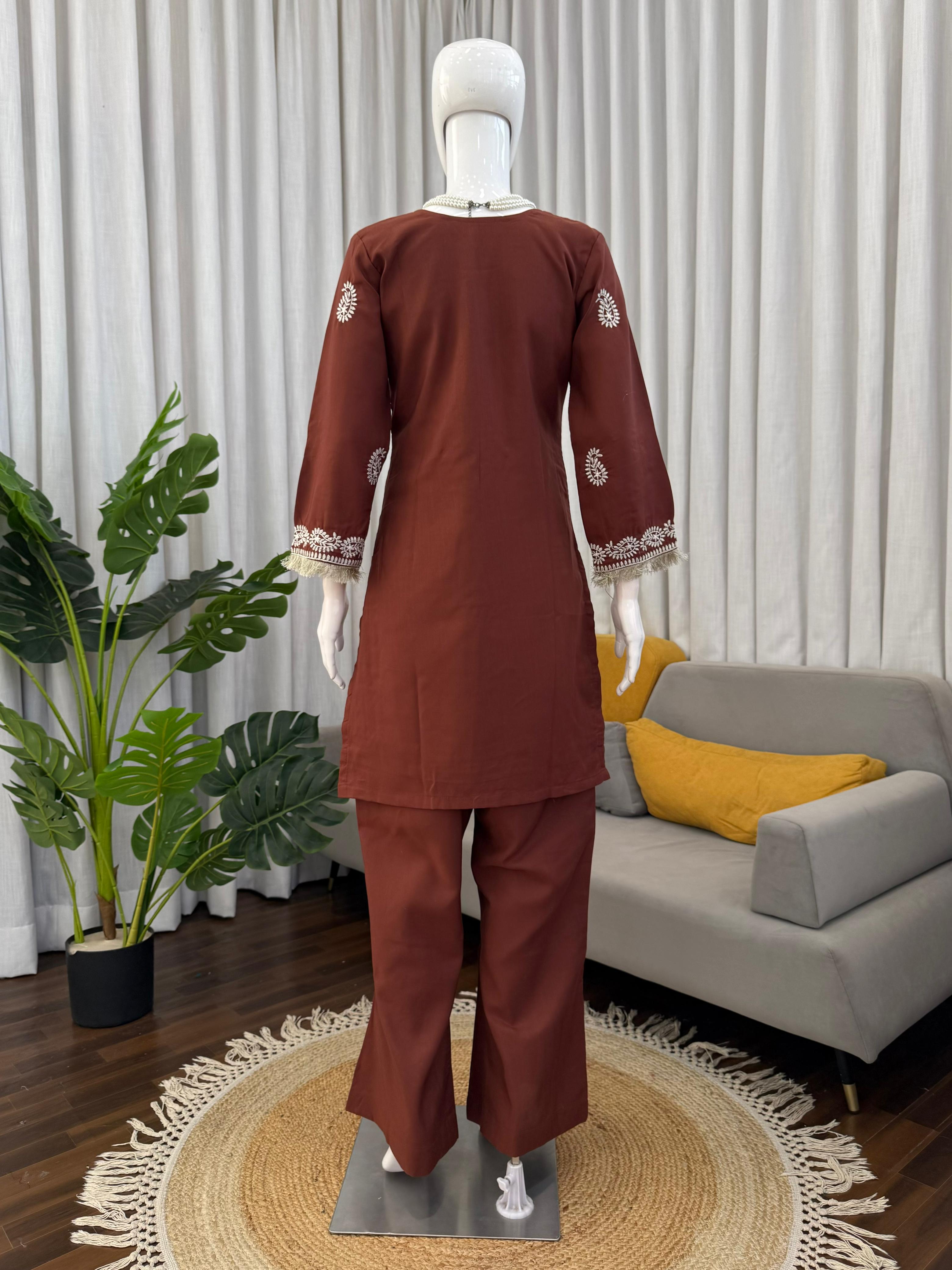 Designer Bell Bottom Kurti Set view 5