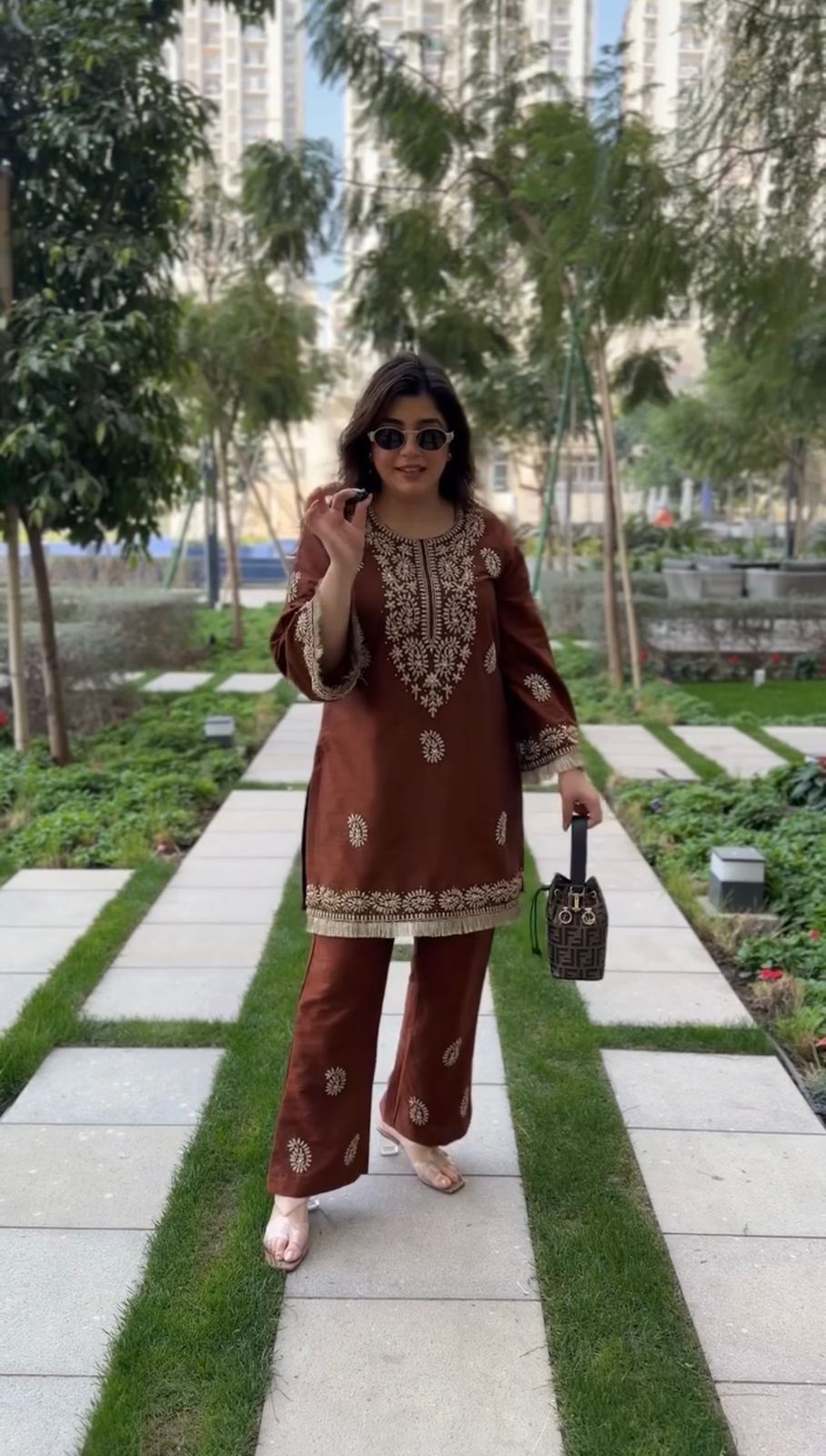 Designer Bell Bottom Kurti Set view 6