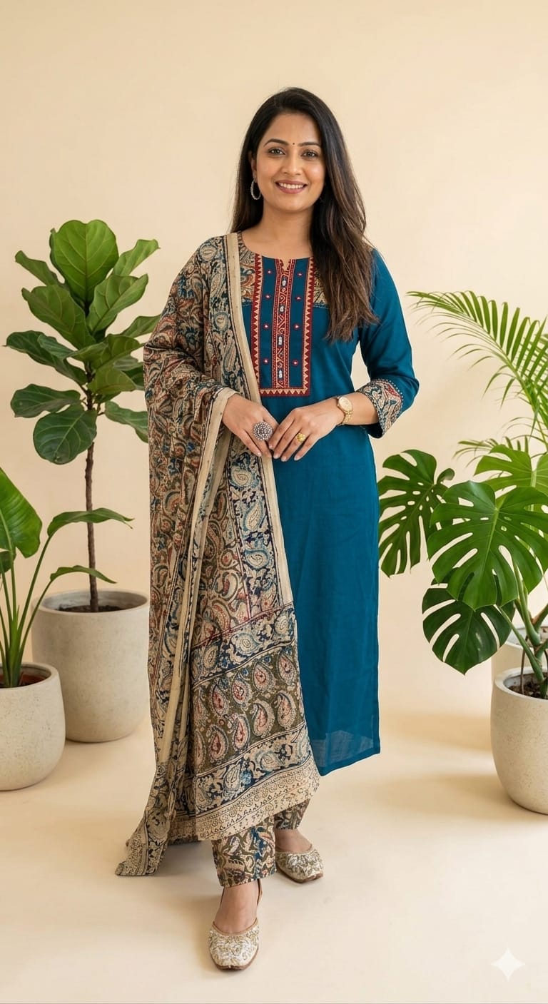 Premium Heavy Kalamkari Cotton Suit Set