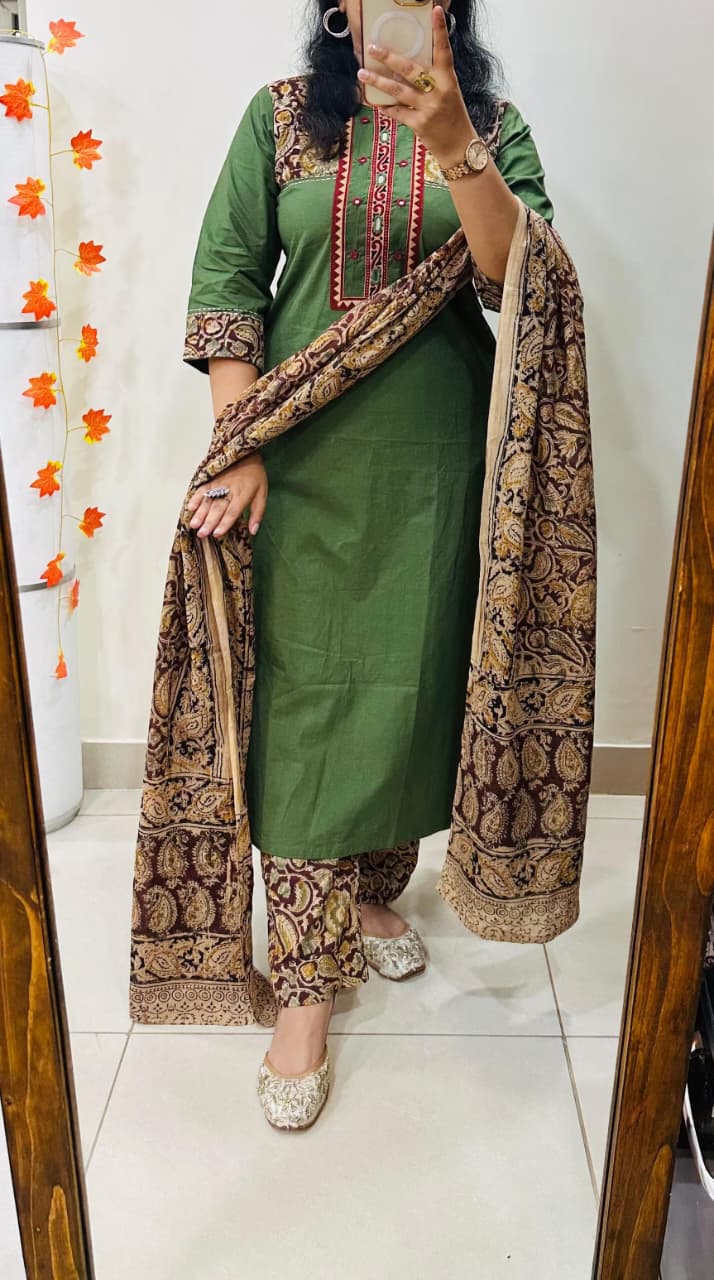 Premium Heavy Kalamkari Cotton Suit Set