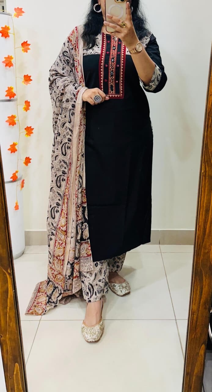 Premium Heavy Kalamkari Cotton Suit Set view 8