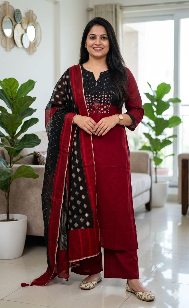 Premium Designer Kurti Set in Dhabu Cotton