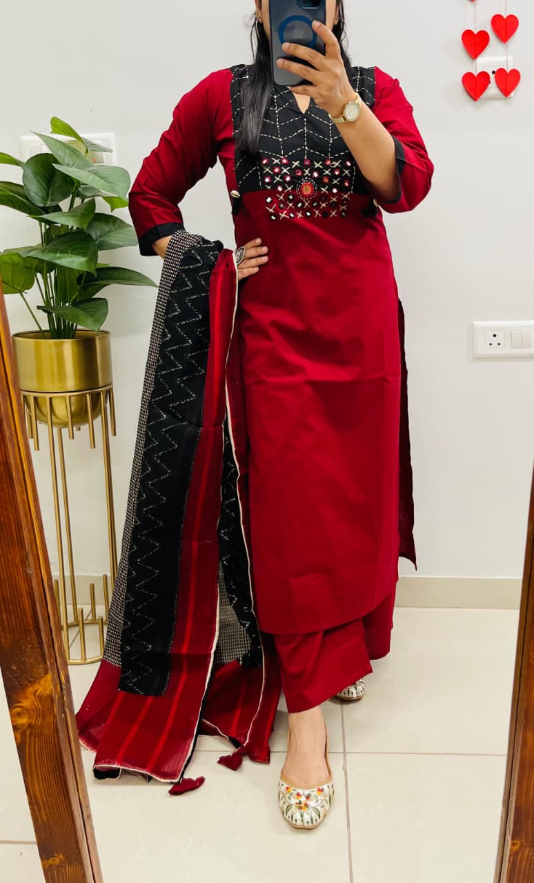 Premium Designer Kurti Set in Dhabu Cotton view 8
