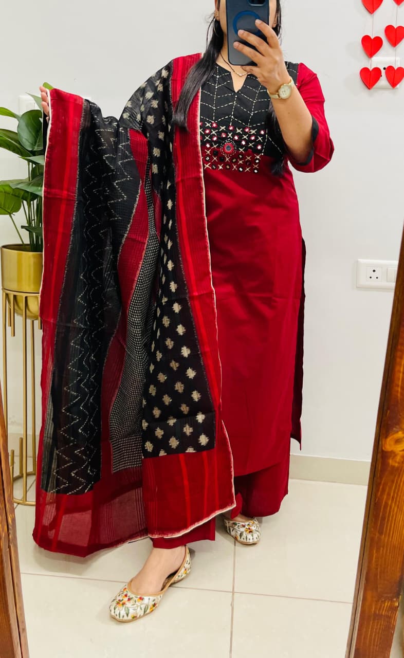 Premium Designer Kurti Set in Dhabu Cotton view 10