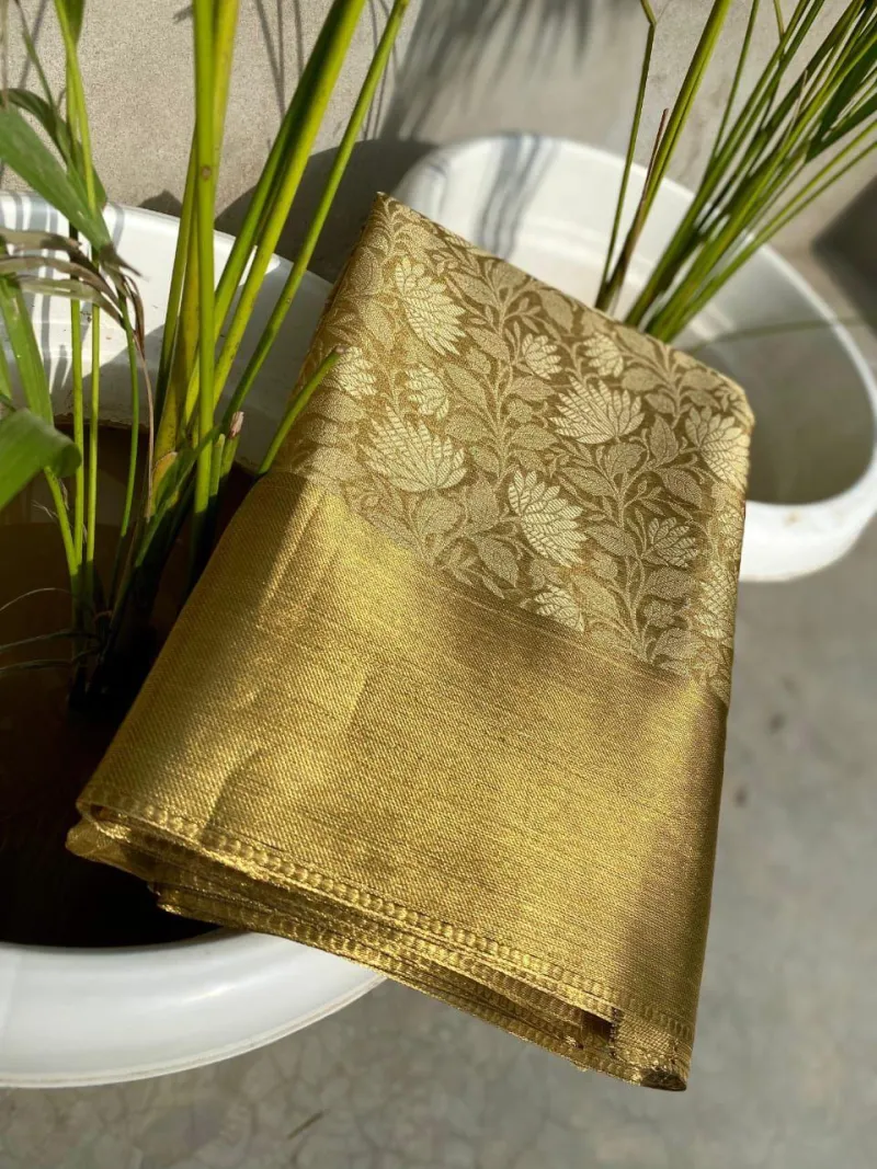New Design Zari Tissue Banarasi Silk Saree view 3