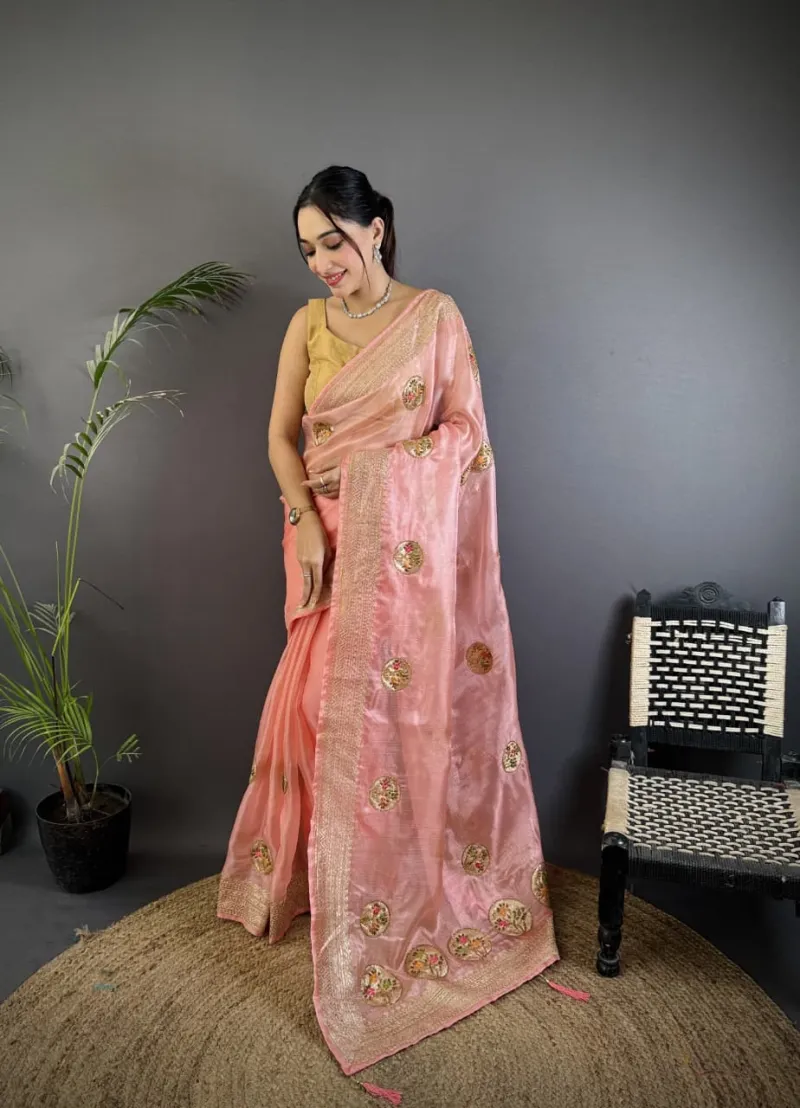 Organza Silk Saree with Rich Banglori Blouse view 4