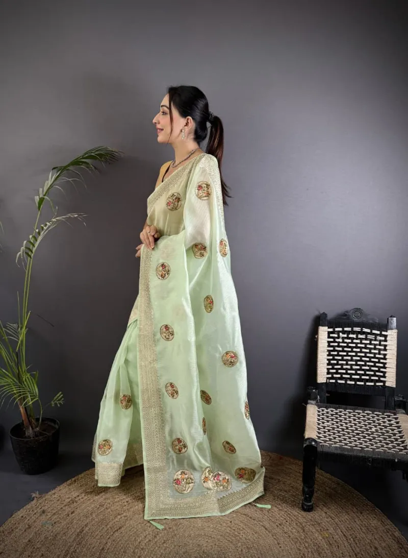 Organza Silk Saree with Rich Banglori Blouse view 7