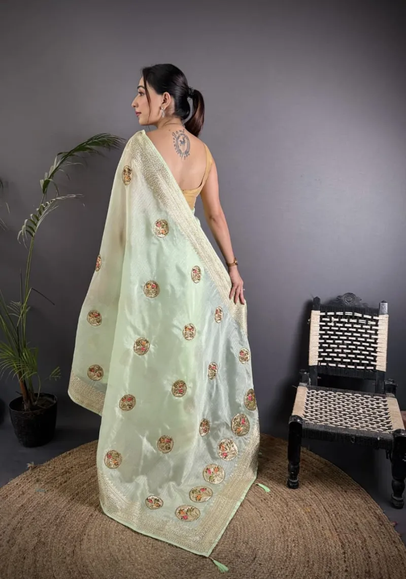 Organza Silk Saree with Rich Banglori Blouse view 9
