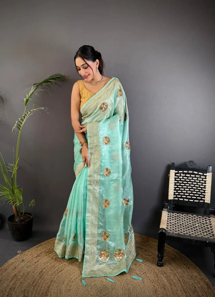 Organza Silk Saree with Rich Banglori Blouse view 11