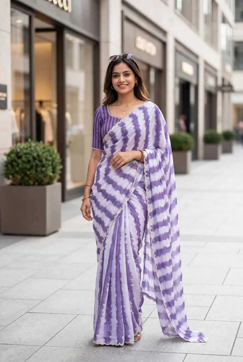 Soft Satin Georgette Saree view 8