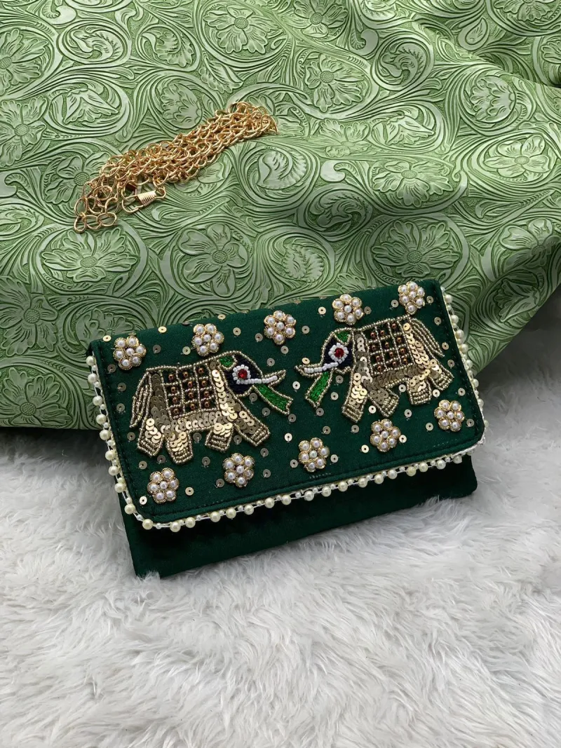 Zari Handwork Mobile Sling Bag for Women and Girls view 4