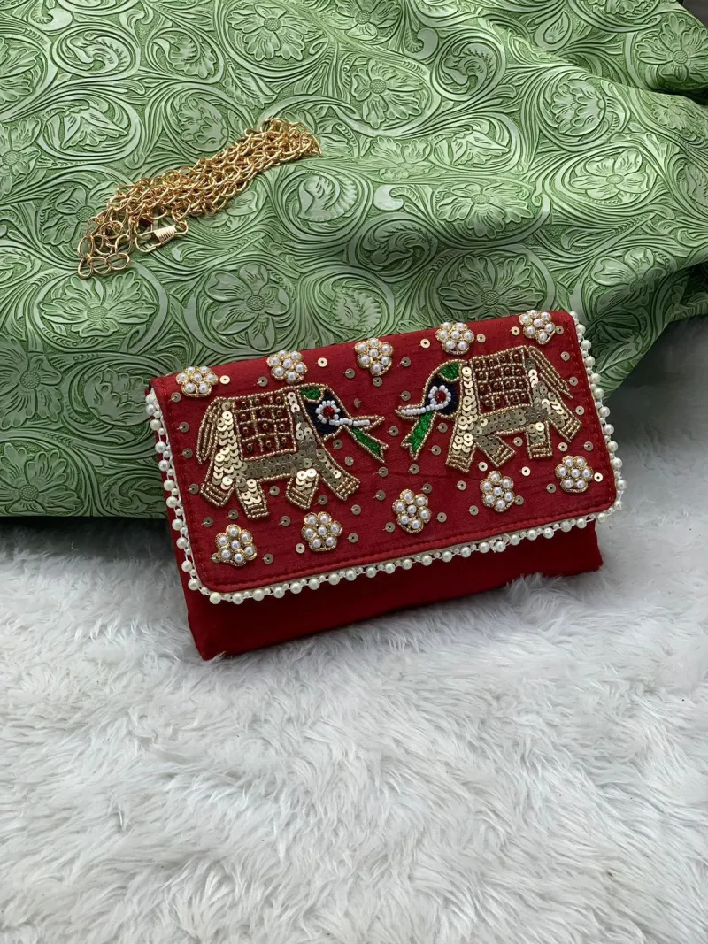 Zari Handwork Mobile Sling Bag for Women and Girls view 6