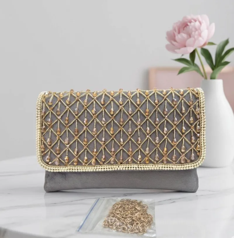 Handmade Pearl Sling Clutch Bag