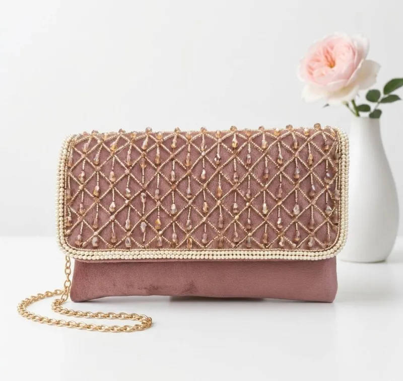 Handmade Pearl Sling Clutch Bag view 3