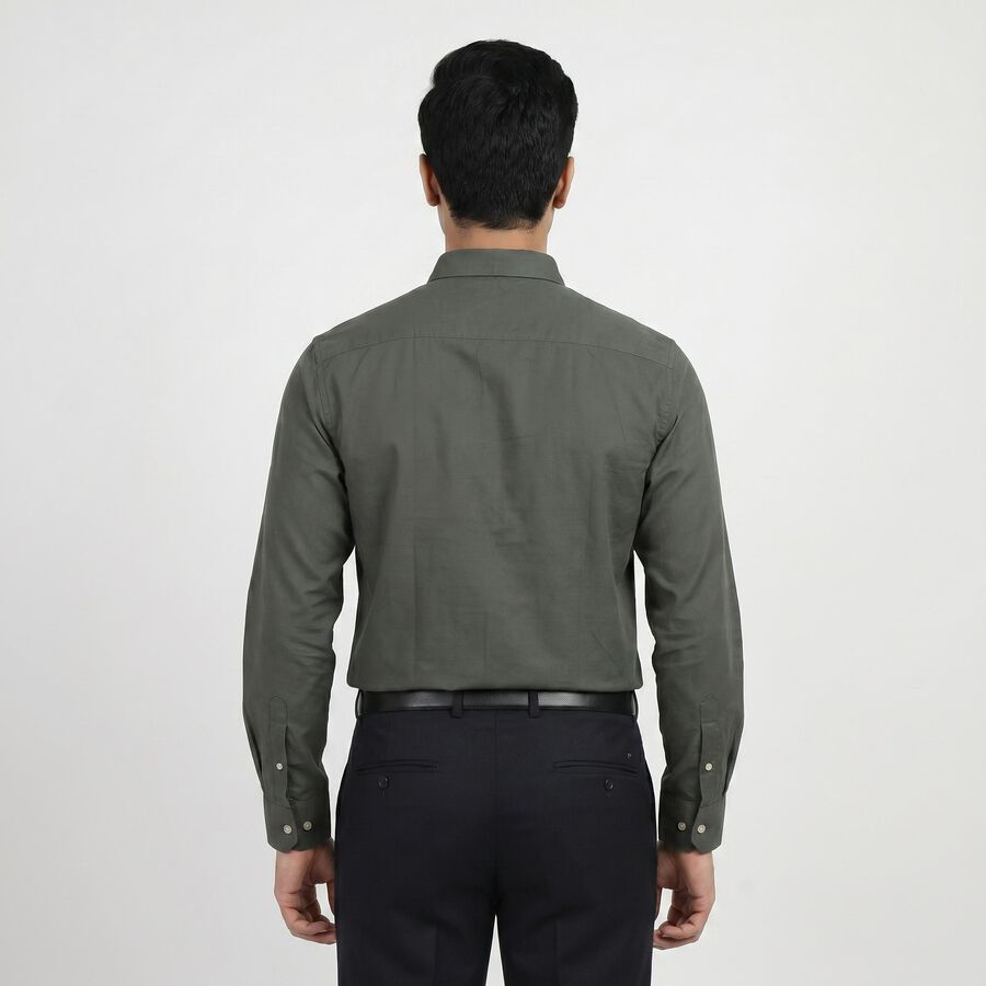 Dark Green Spread Collar Formal Shirt view 3