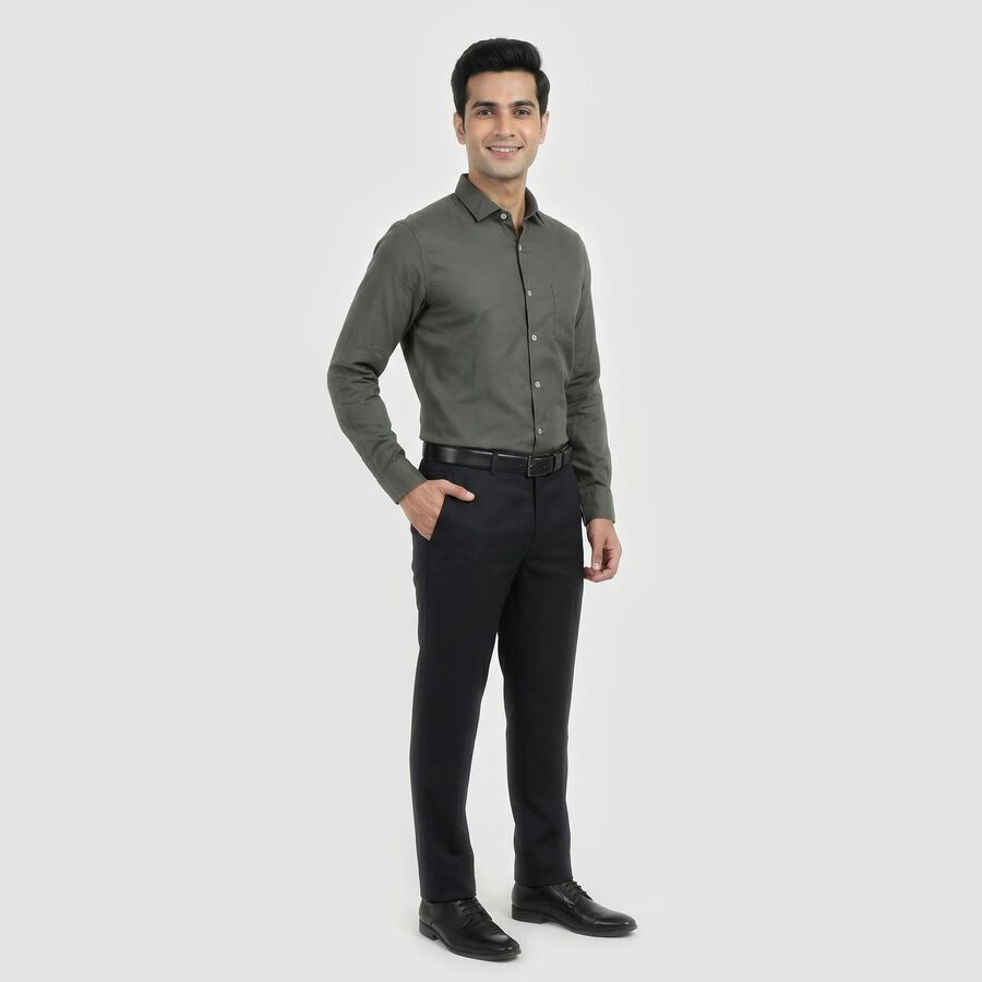 Dark Green Spread Collar Formal Shirt view 5