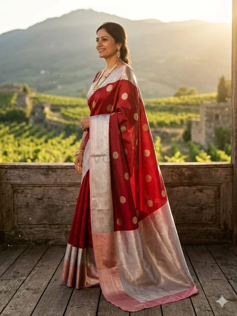 Banarasi Semi Silk Saree with Brocade Blouse