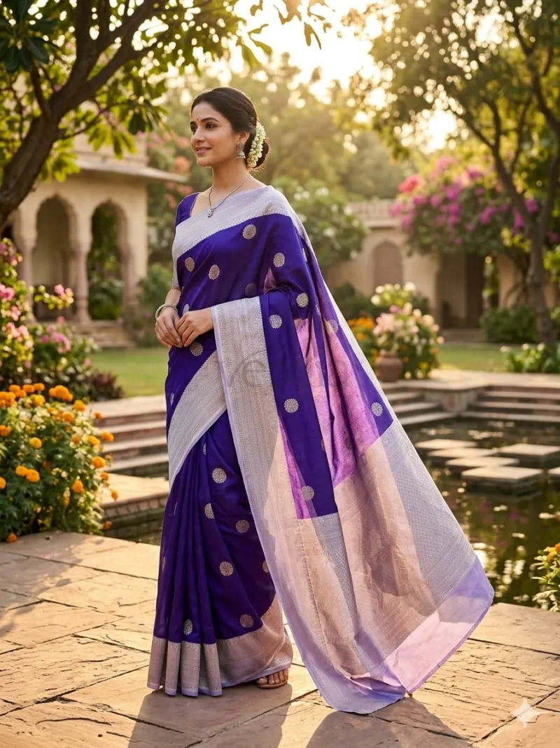 Banarasi Semi Silk Saree with Brocade Blouse