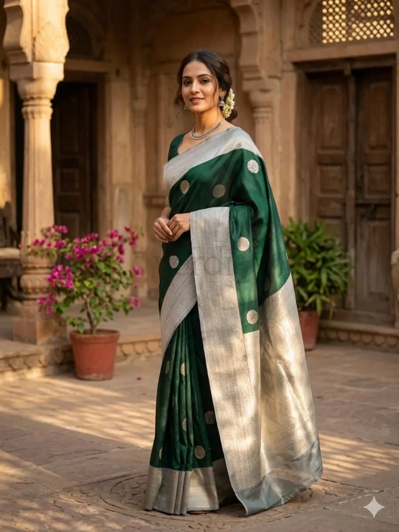 Banarasi Semi Silk Saree with Brocade Blouse view 3