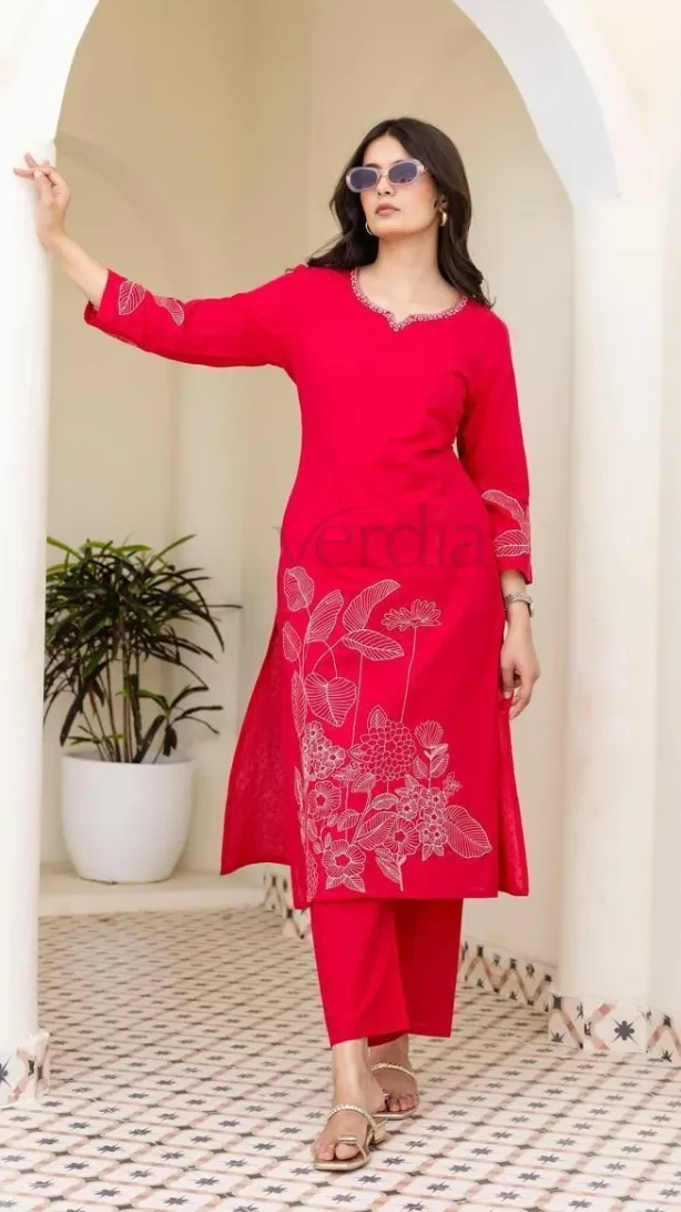 Elegant Two Piece Rayon Co-ord Set with Intricate Embroidery Paired with Rayon Pants view 4