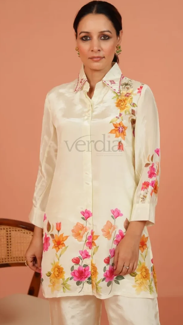 Two Piece Digital Designer Floral Print Crepe Co-ord Set