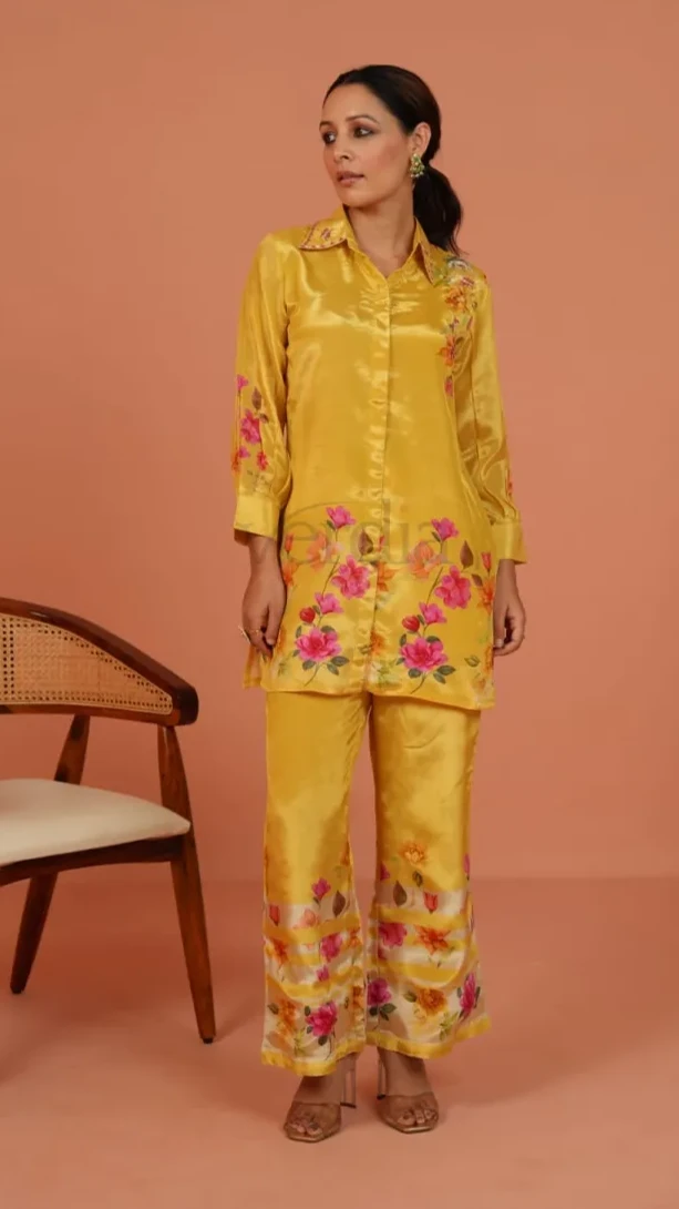 Two Piece Digital Designer Floral Print Crepe Co-ord Set view 6