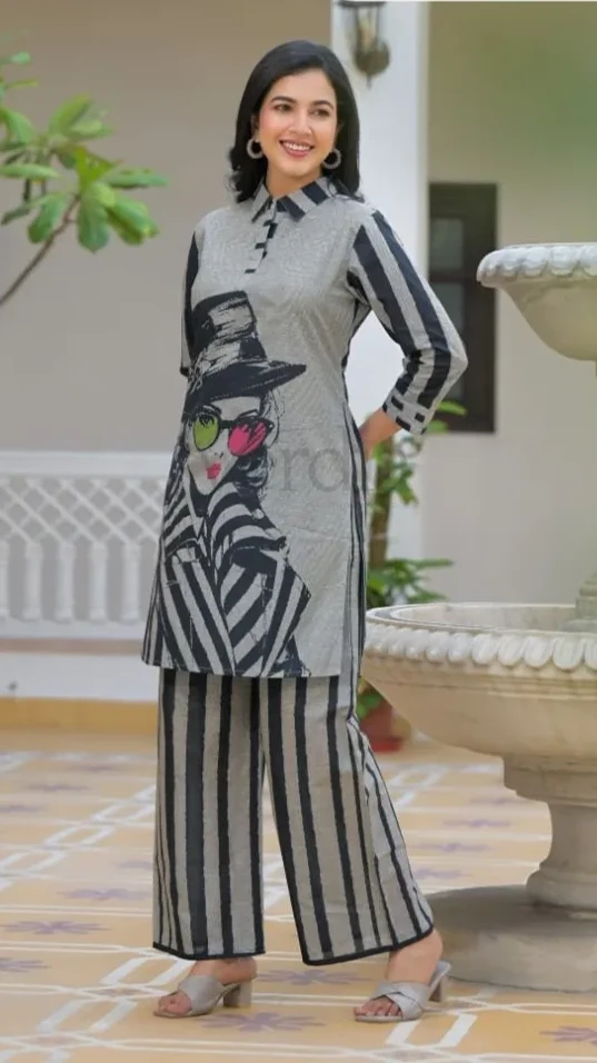 Imported Cotton Embroidered Fabric Co-Ord Set view 5