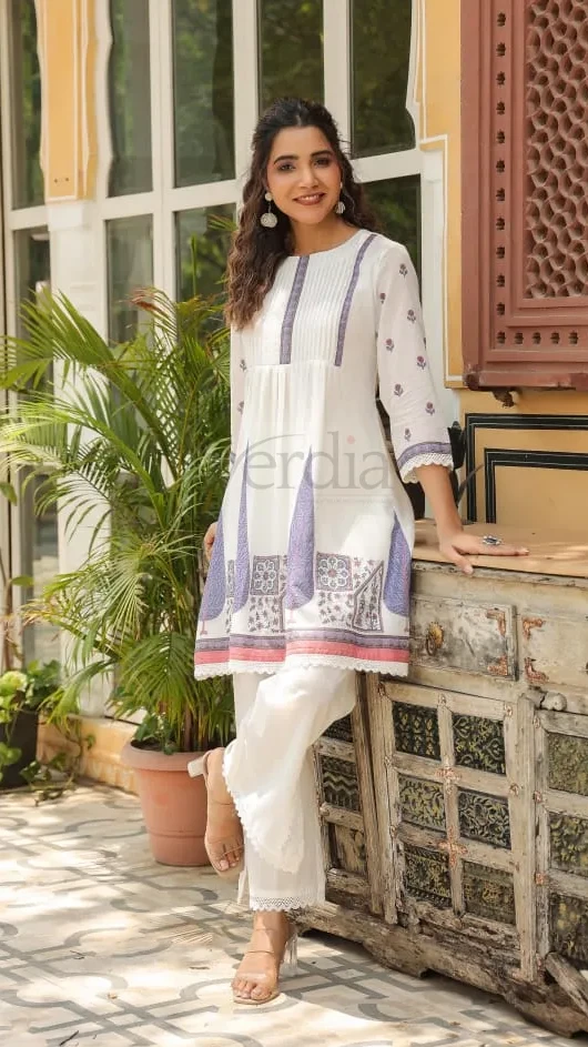 Two Piece Floral Print Mulmul Cotton Co-ord Set view 6