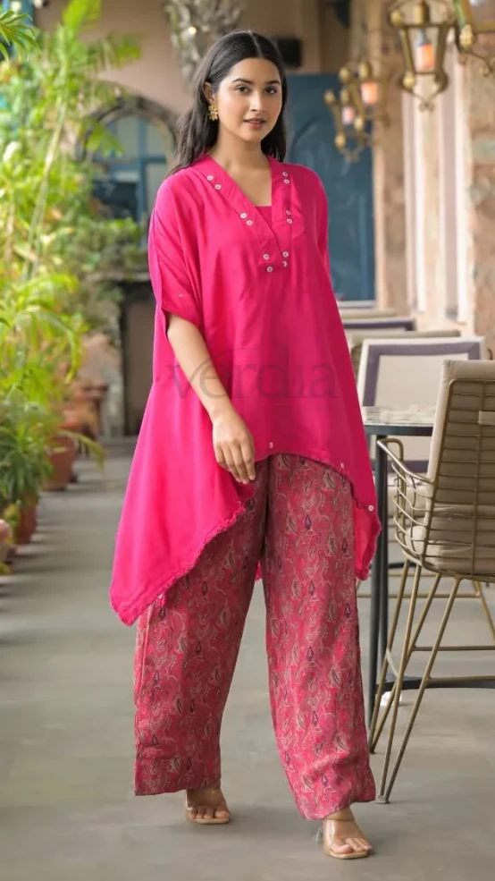 Imported Crepe Shirt with Chinnon Pant Co-ord Set view 6