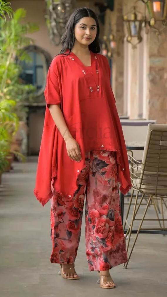 Imported Crepe Shirt with Chinnon Pant Co-ord Set view 4