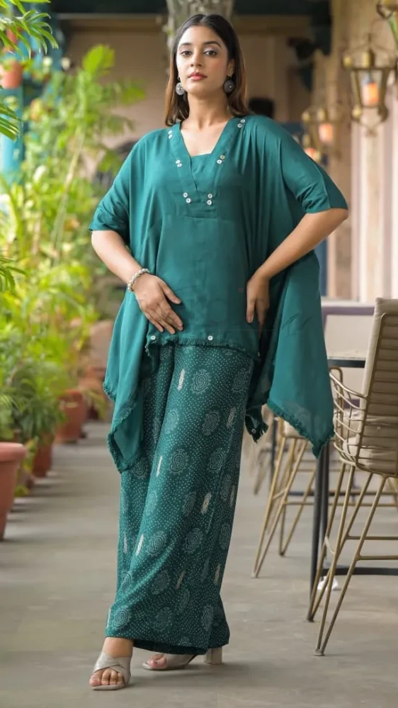 Imported Crepe Shirt with Chinnon Pant Co-ord Set view 5