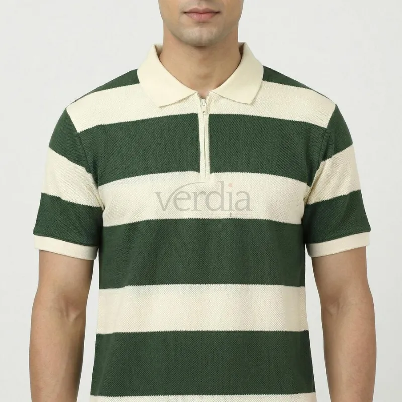Men's Green Collared Casual T-Shirt view 4