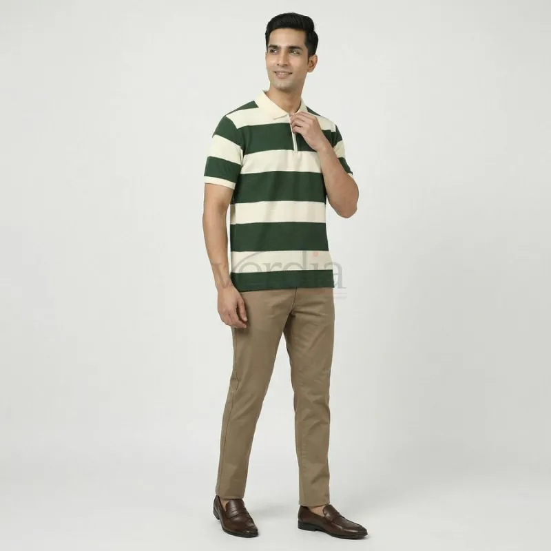 Men's Green Collared Casual T-Shirt view 5