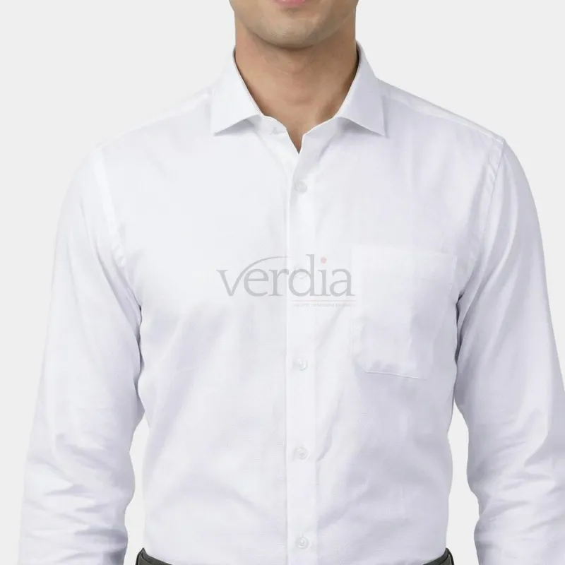 Men's White Cotton Spread Collar Formal Shirt view 4