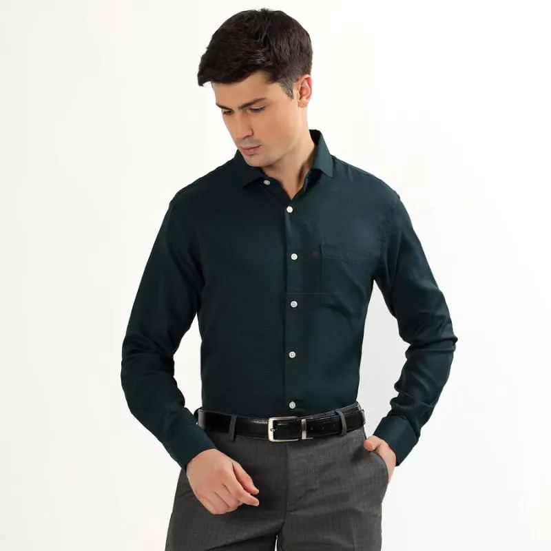 Men's Dark Forest Green Classic Formal Shirt view 2