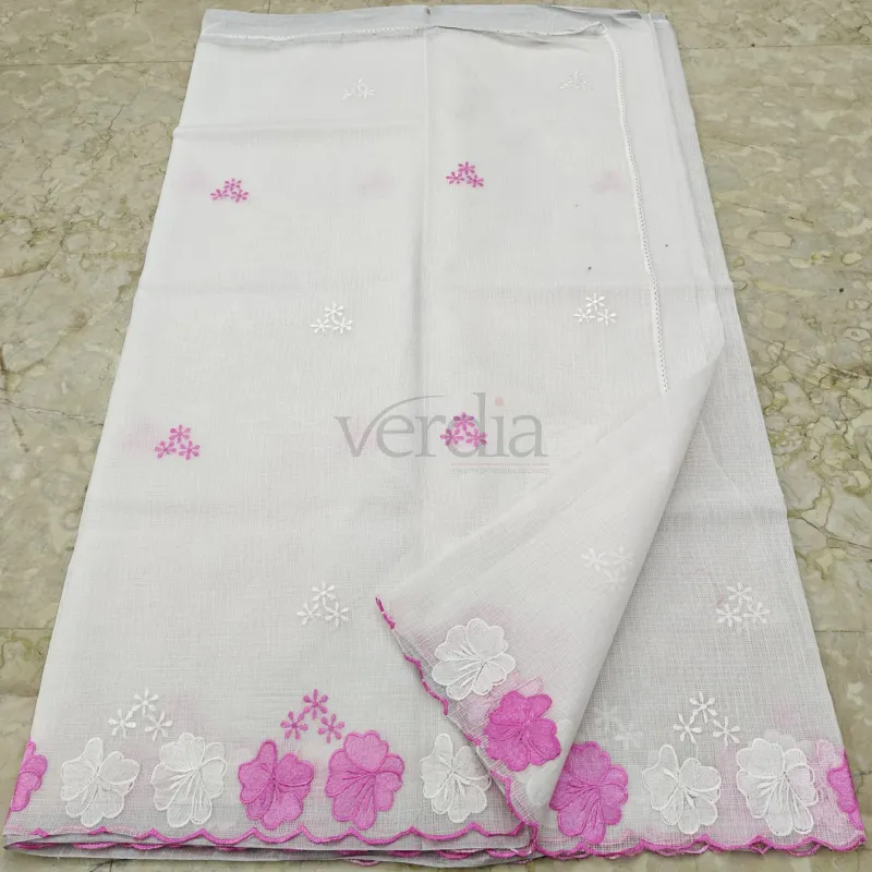 Cotton Kota Doria Saree with Embroidery Work and Blouse view 3