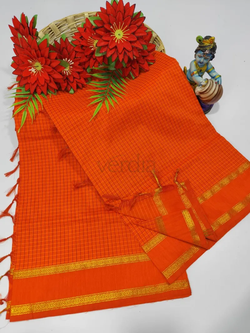 Arani Checked Cotton Saree view 12