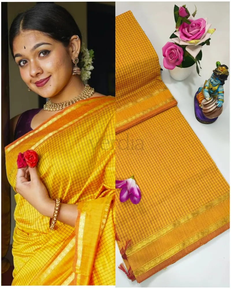 Arani Checked Cotton Saree view 2