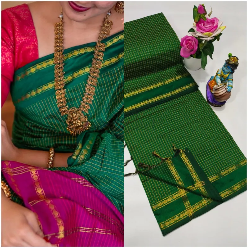 Arani Checked Cotton Saree view 6