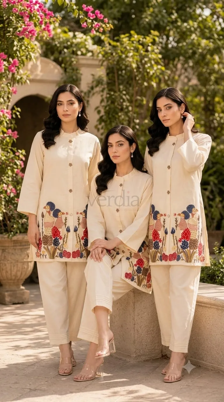 Pure Cotton Co-Ords Set with Embroidery view 2