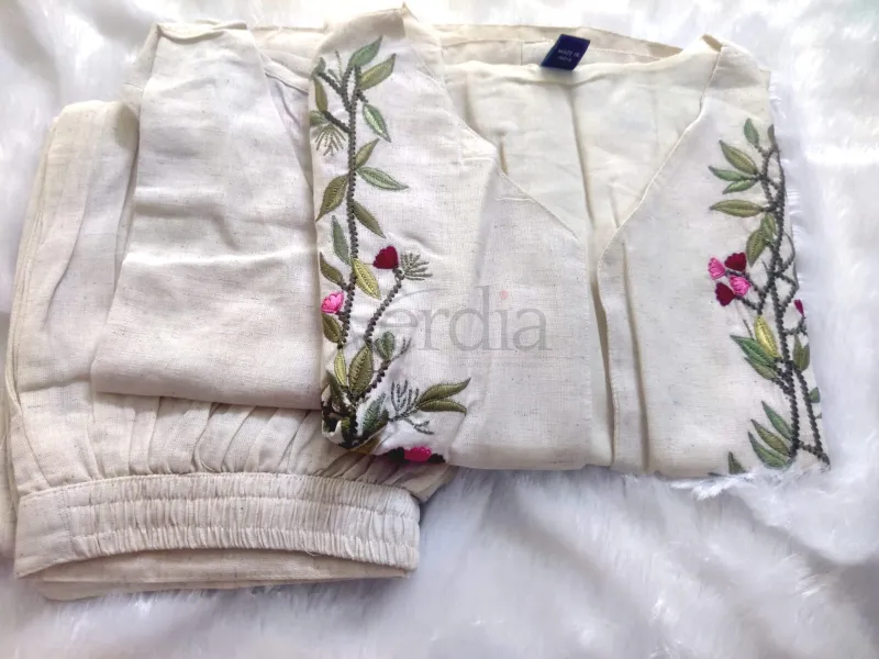 Khadi Cotton Indo-Western Fusion Set view 3
