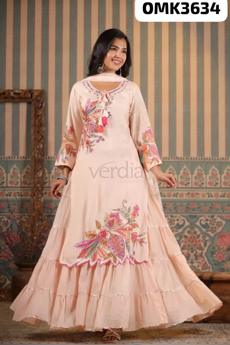 Elegant Pure Muslin Kurti with Sharara and Chiffon Dupatta Set view 2