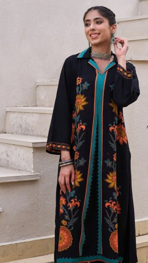 Premium German Rayon Fancy A-line Kurti with Plazo Set view 2