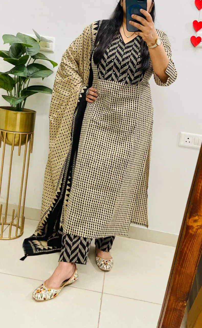 Designer Jaipuri Cotton Suit Set view 3