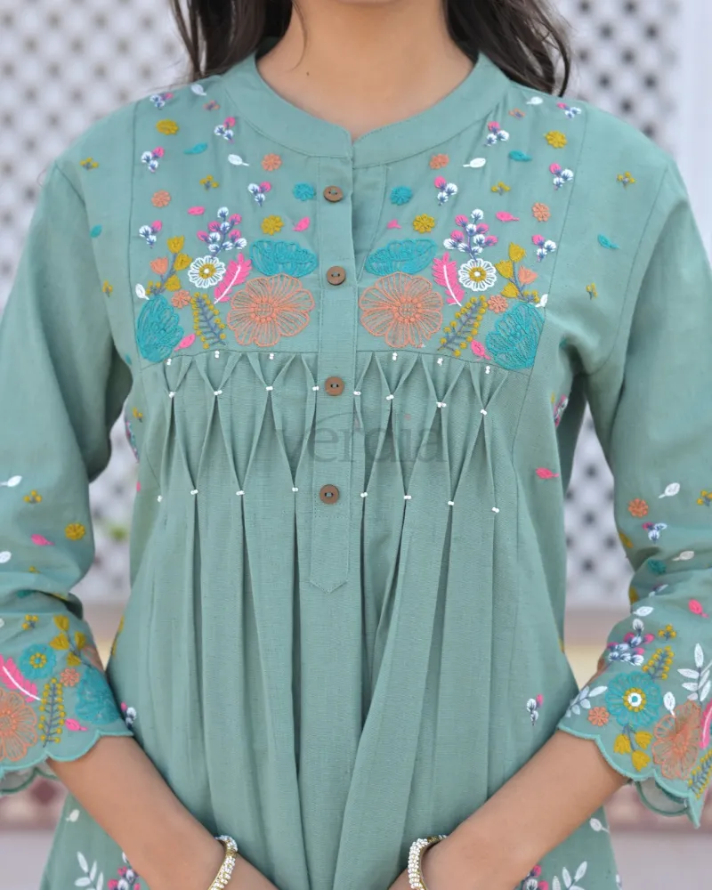 Kurti Palazzo Set with Embroidery and Handwork view 3