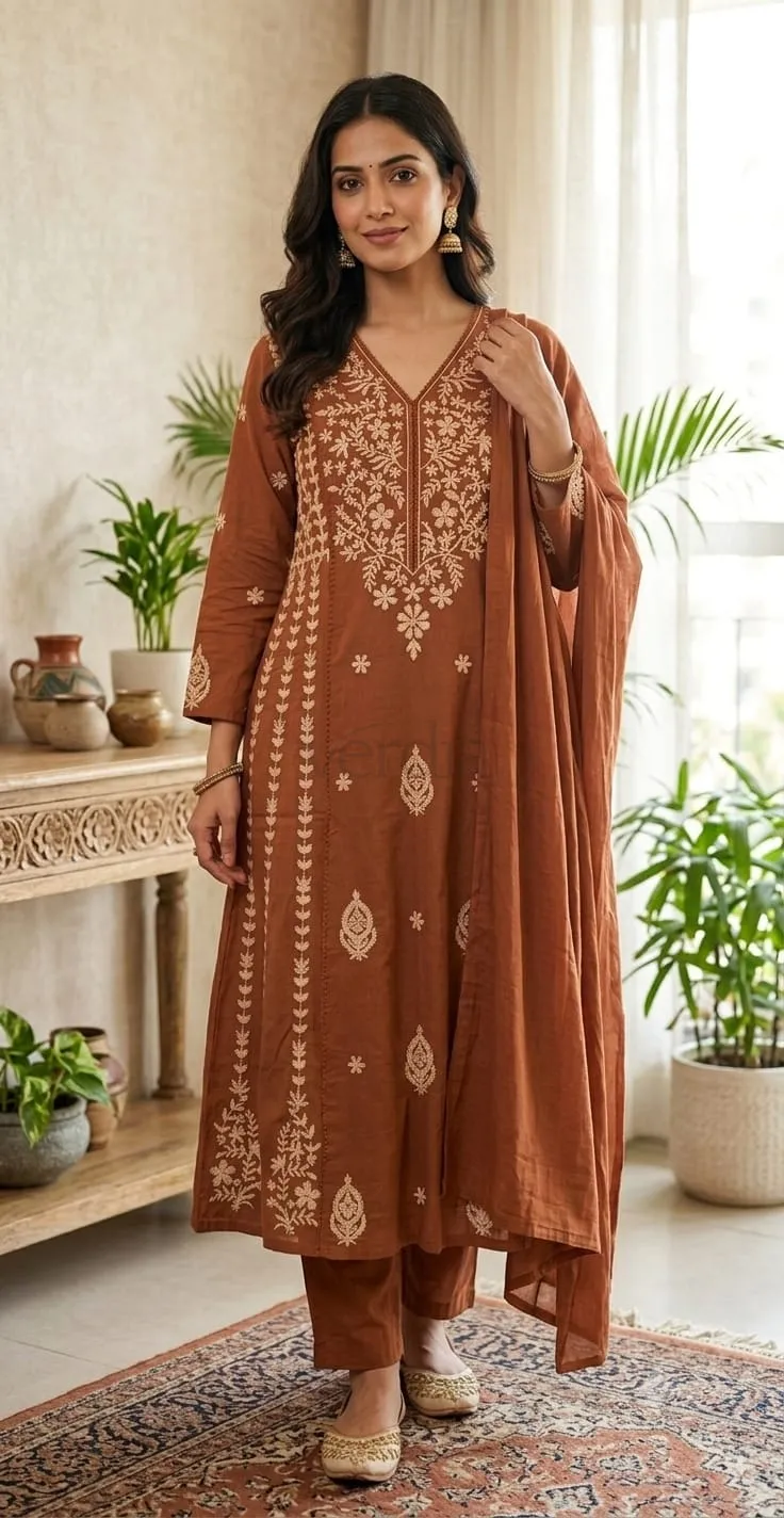 Designer Mul Cotton kurta set