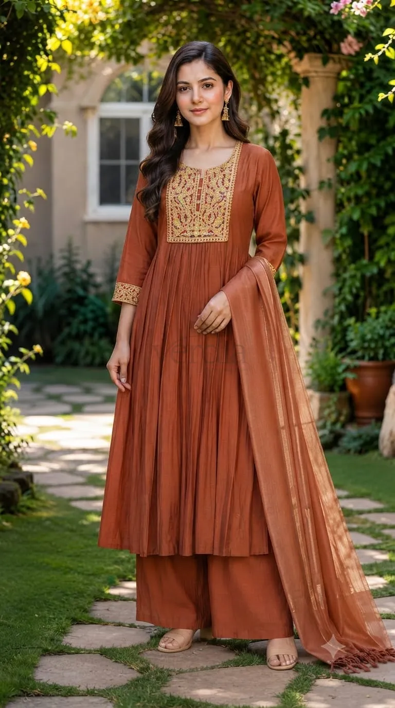 Flared Mul Chanderi Kurta view 2